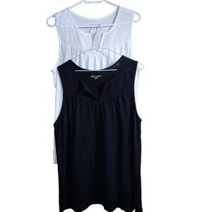 A Pair of Bleu Gray Cotton Modal Sleeveless Tops, Size Large